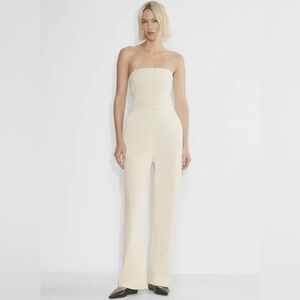 BNWT Aritzia Denim Forum The '90s Zoe Denim Straight Leg Strapless Jumpsuit Sz M